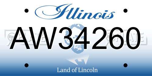 AW34260 Illinois License Plate