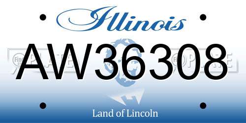 AW36308 Illinois License Plate