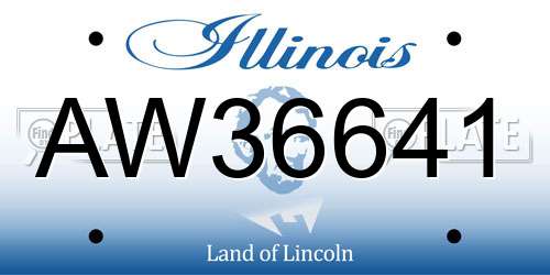 AW36641 Illinois License Plate