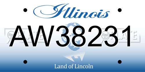 AW38231 Illinois License Plate