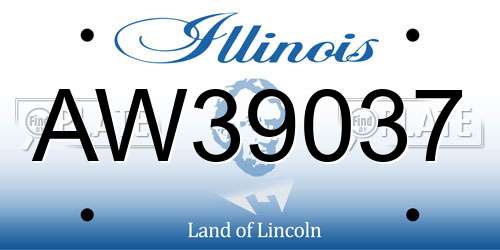 AW39037 Illinois License Plate