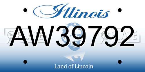 AW39792 Illinois License Plate