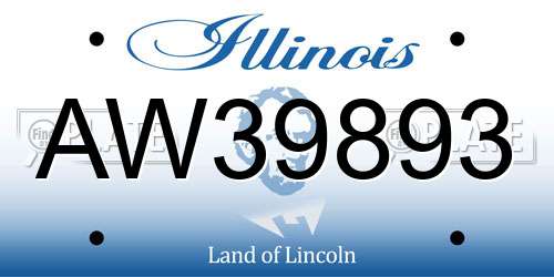 AW39893 Illinois License Plate