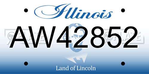 AW42852 Illinois License Plate