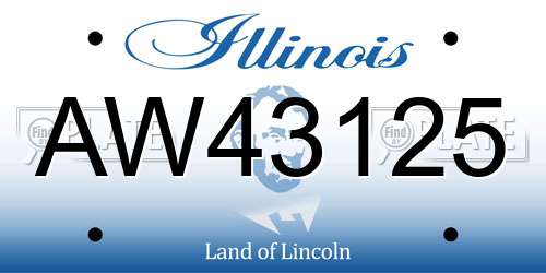 AW43125 Illinois License Plate