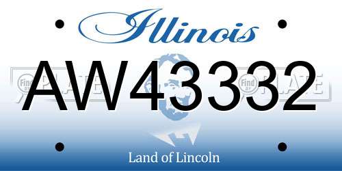 AW43332 Illinois License Plate