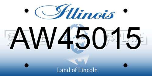 AW45015 Illinois License Plate