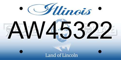 AW45322 Illinois License Plate