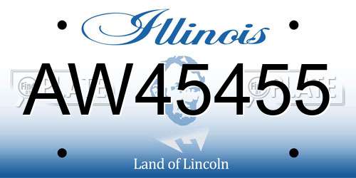 AW45455 Illinois License Plate