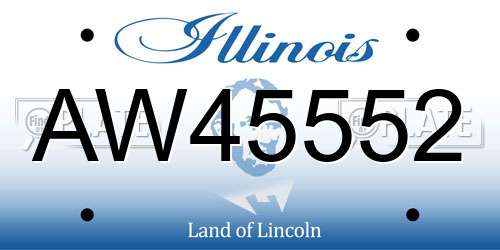 AW45552 Illinois License Plate
