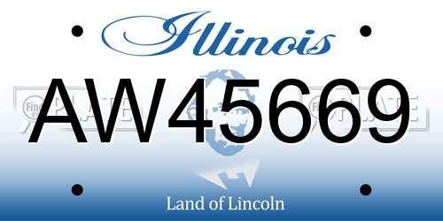 AW45669 Illinois License Plate