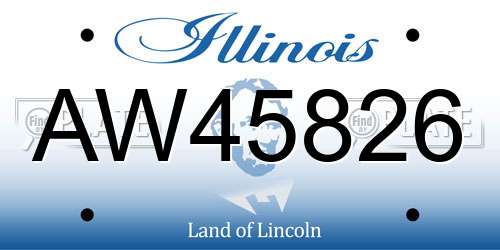 AW45826 Illinois License Plate