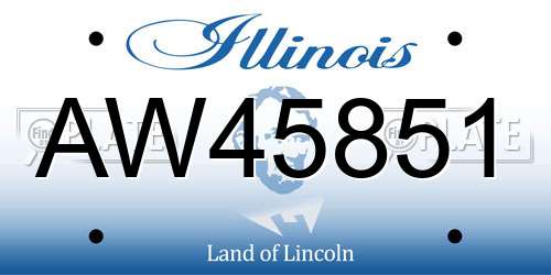 AW45851 Illinois License Plate