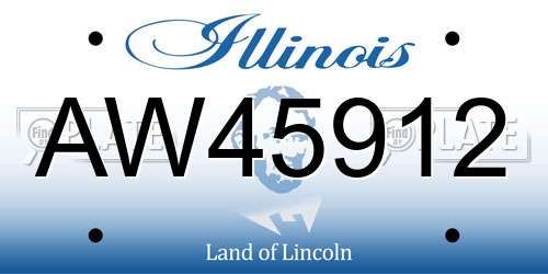 AW45912 Illinois License Plate