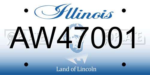 AW47001 Illinois License Plate