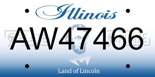 AW47466 Illinois License Plate