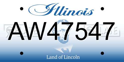 AW47547 Illinois License Plate