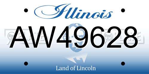 AW49628 Illinois License Plate