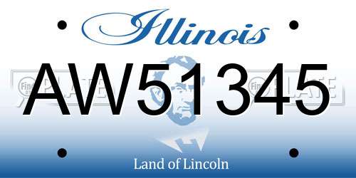 AW51345 Illinois License Plate