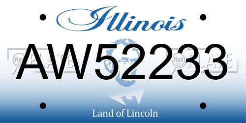 AW52233 Illinois License Plate