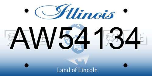 AW54134 Illinois License Plate
