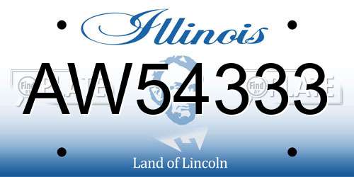 AW54333 Illinois License Plate
