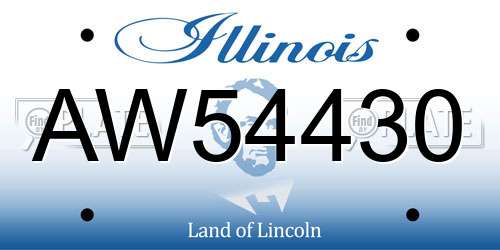 AW54430 Illinois License Plate