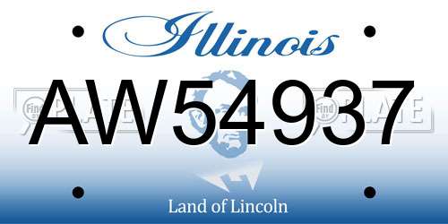 AW54937 Illinois License Plate