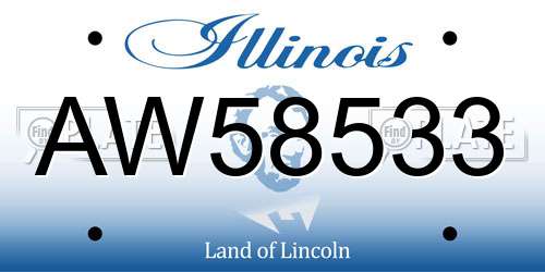 AW58533 Illinois License Plate