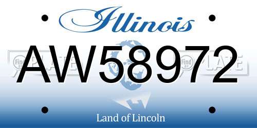 AW58972 Illinois License Plate