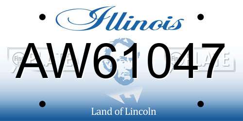 AW61047 Illinois License Plate