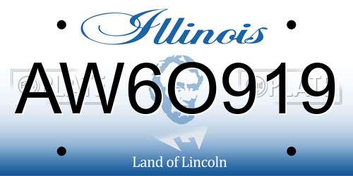 AW6O919 Illinois License Plate