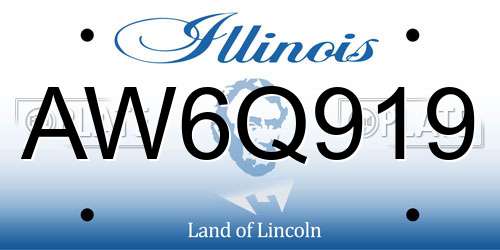 AW6Q919 Illinois License Plate