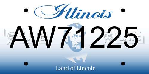 AW71225 Illinois License Plate