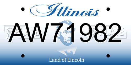 AW71982 Illinois License Plate