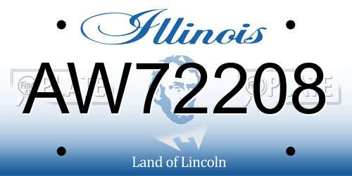 AW72208 Illinois License Plate