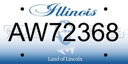 AW72368 Illinois License Plate