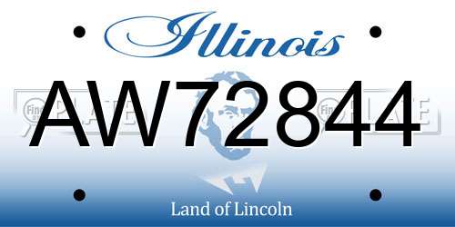 AW72844 Illinois License Plate