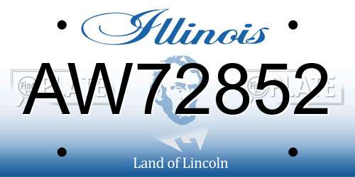 AW72852 Illinois License Plate