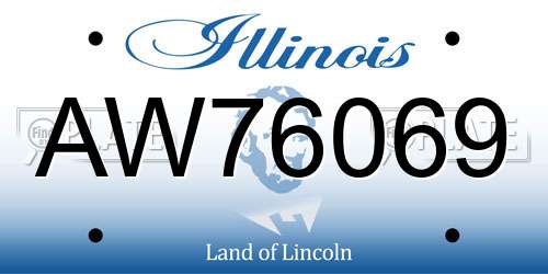 AW76069 Illinois License Plate