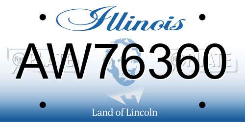AW76360 Illinois License Plate