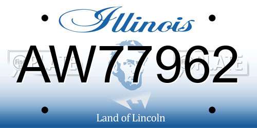 AW77962 Illinois License Plate