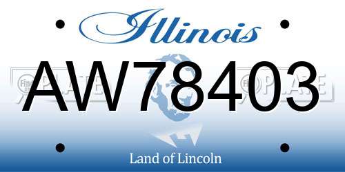 AW78403 Illinois License Plate