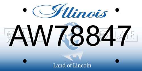 AW78847 Illinois License Plate
