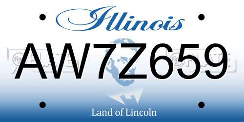 AW7Z659 Illinois License Plate