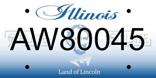 AW80045 Illinois License Plate