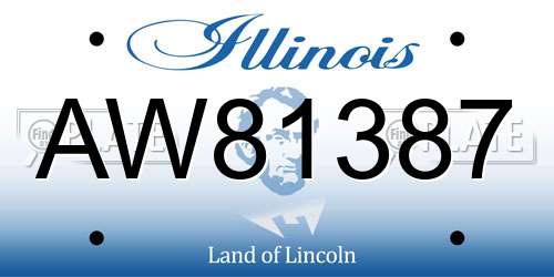 AW81387 Illinois License Plate