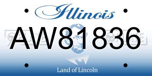 AW81836 Illinois License Plate