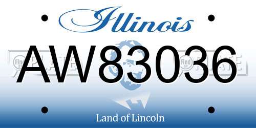 AW83036 Illinois License Plate