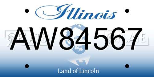 AW84567 Illinois License Plate